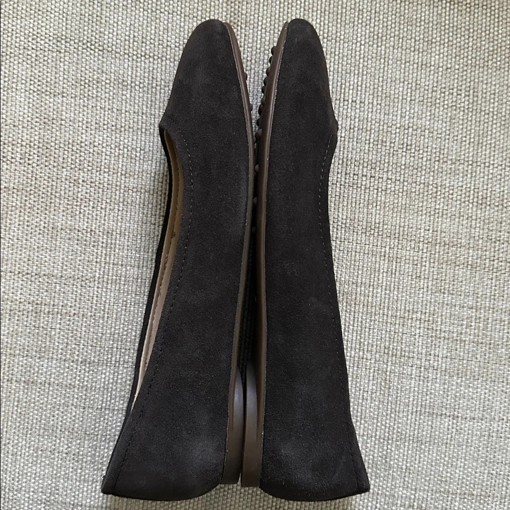 Lands End Suede Ballet Flats Brown Size 5.5 Rubber Sole Flaw
